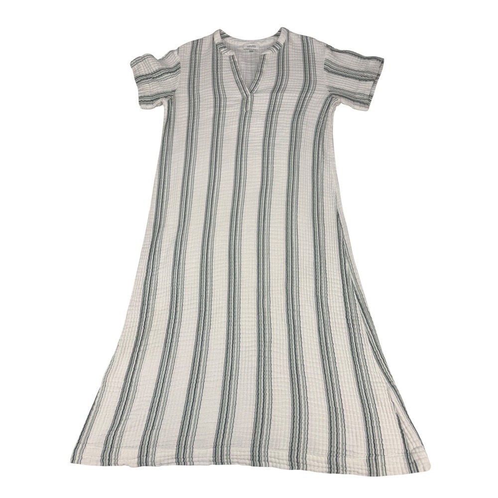 Haven Well Within Organic Cotton Gauze Maxi Dress Sage Green Striped M